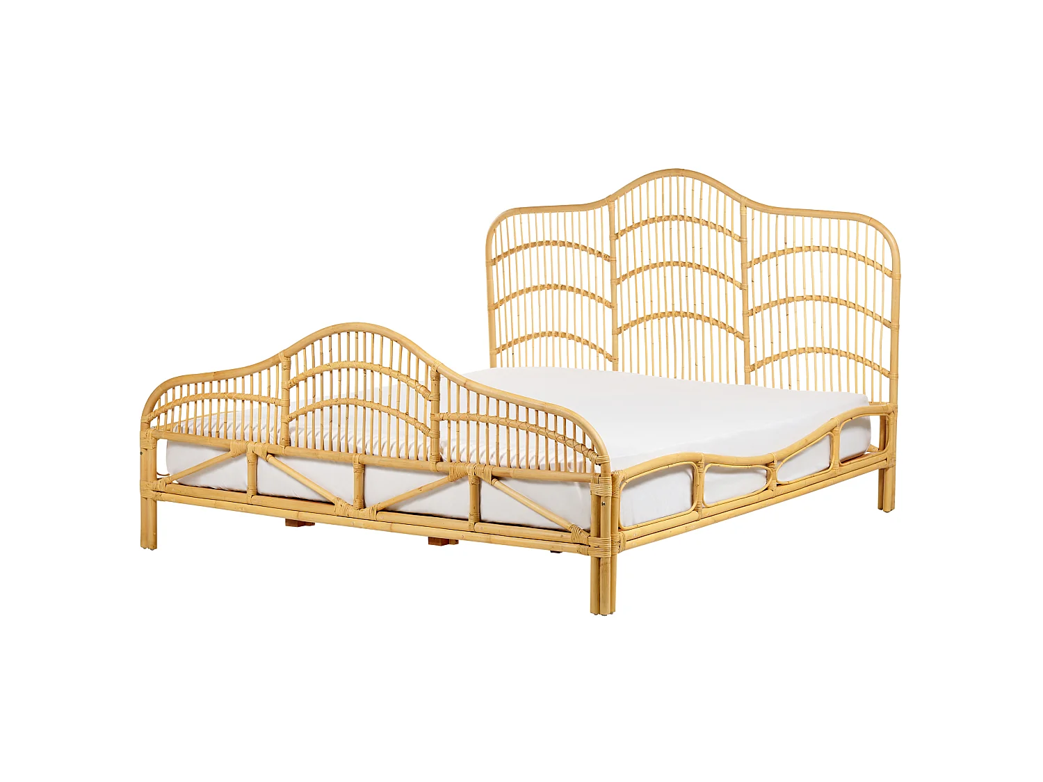 Lit avec sommier Rotin DOMEYROT 180 x 200 cm Marron clair