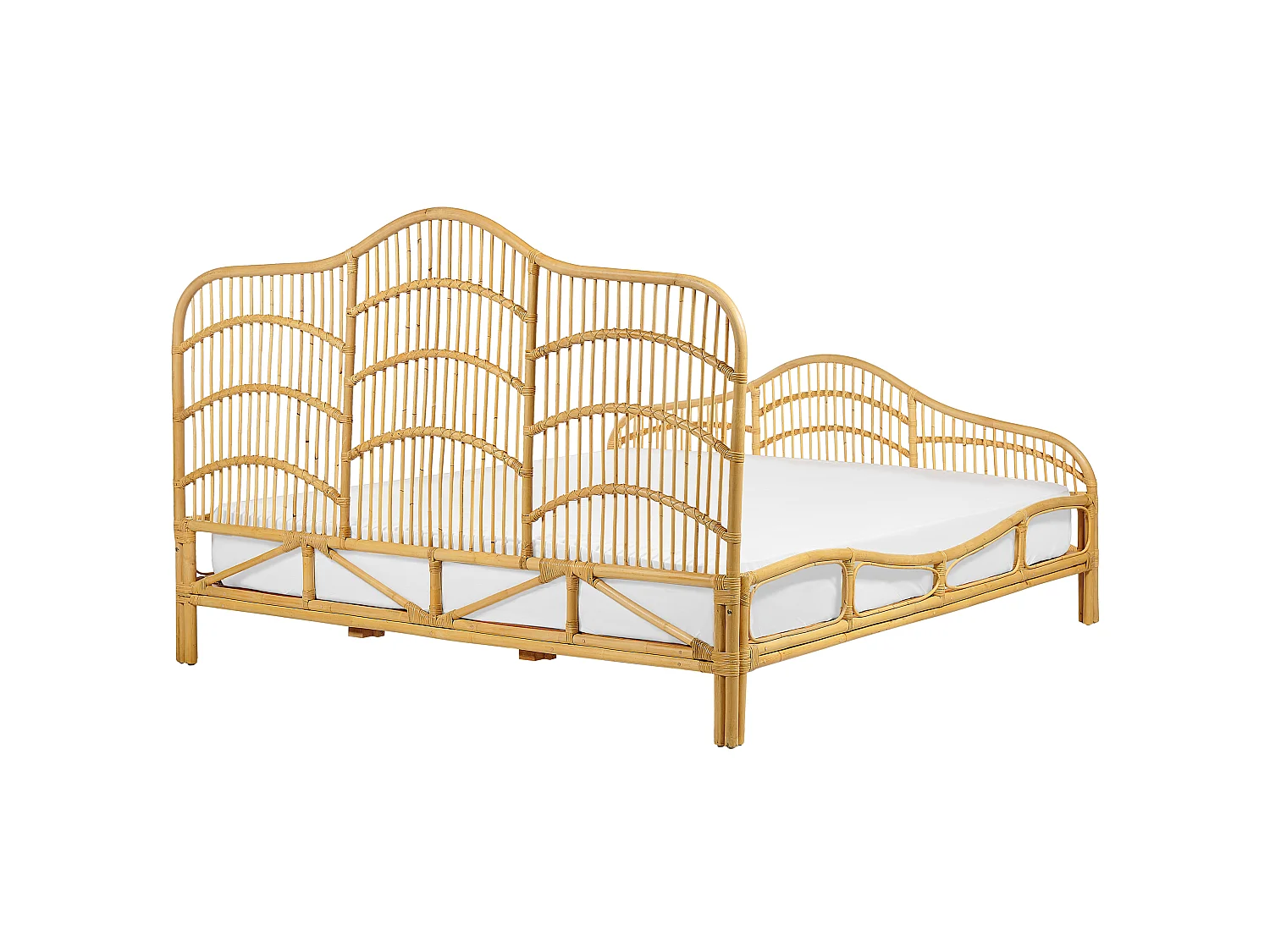 Lit avec sommier Rotin DOMEYROT 180 x 200 cm Marron clair