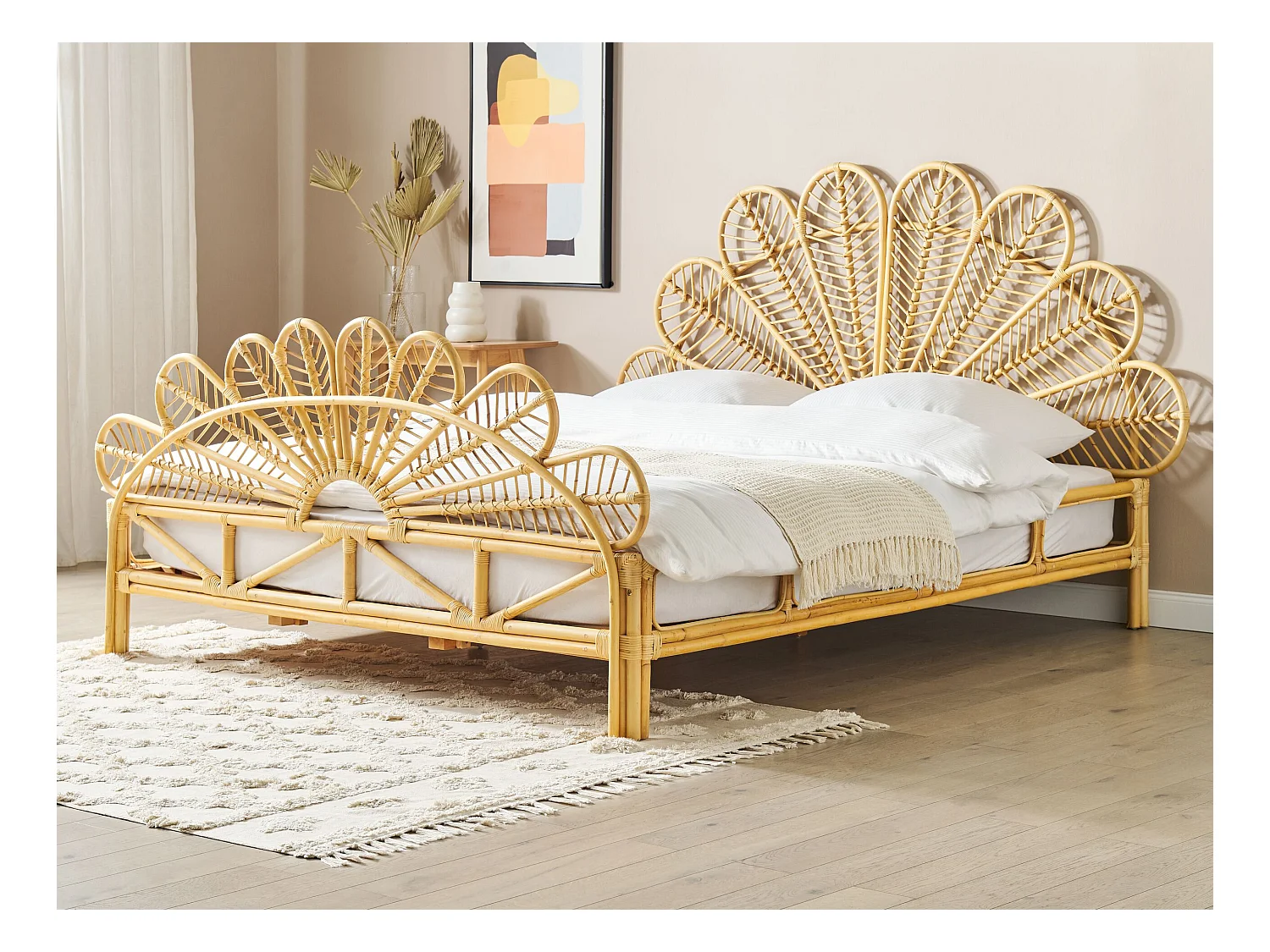 Bed Rotan FLORENTINE 180 x 200 cm Lichtbruin
