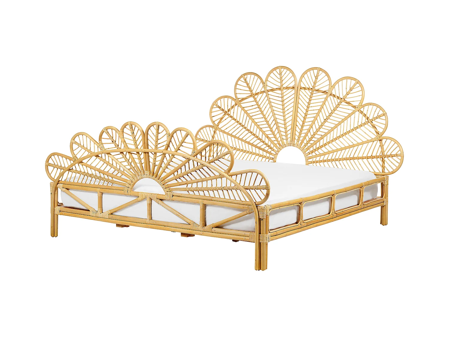Bed Rotan FLORENTINE 180 x 200 cm Lichtbruin