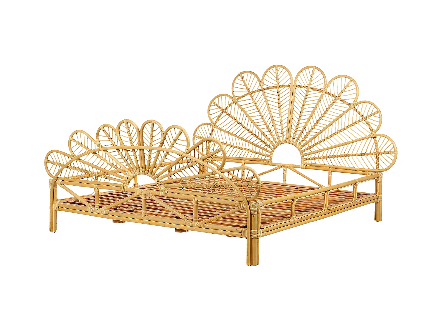 Bed Rotan FLORENTINE 180 x 200 cm Lichtbruin
