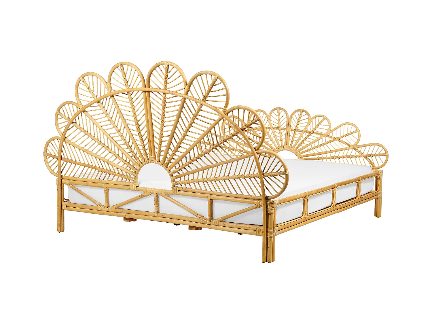 Bed Rotan FLORENTINE 180 x 200 cm Lichtbruin