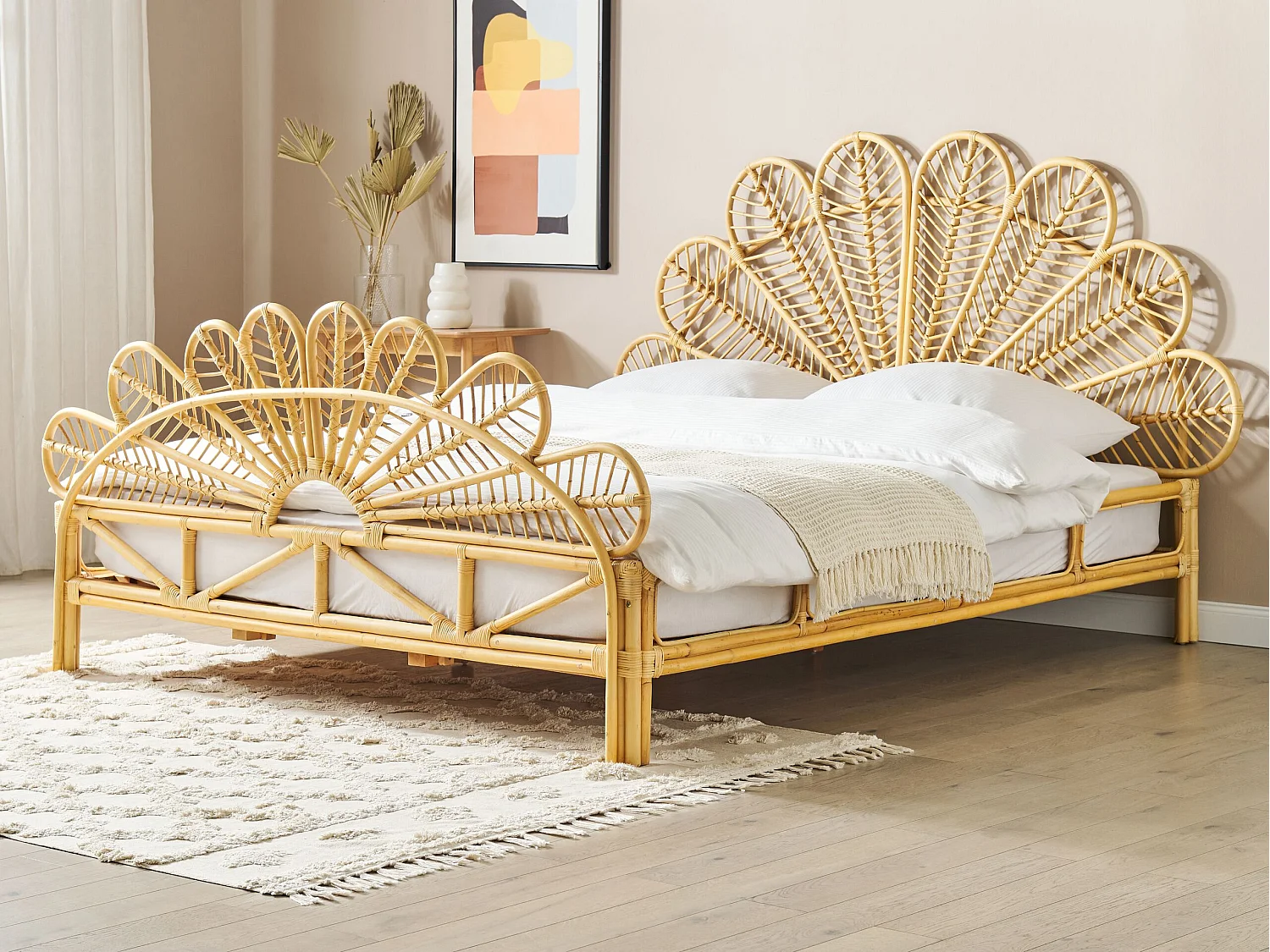 Bed Rotan FLORENTINE 180 x 200 cm Lichtbruin
