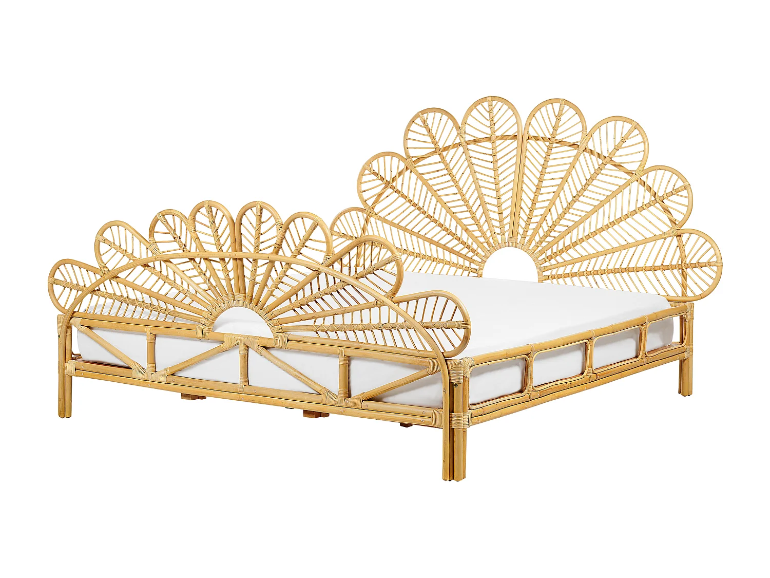 Bed Rotan FLORENTINE 180 x 200 cm Lichtbruin