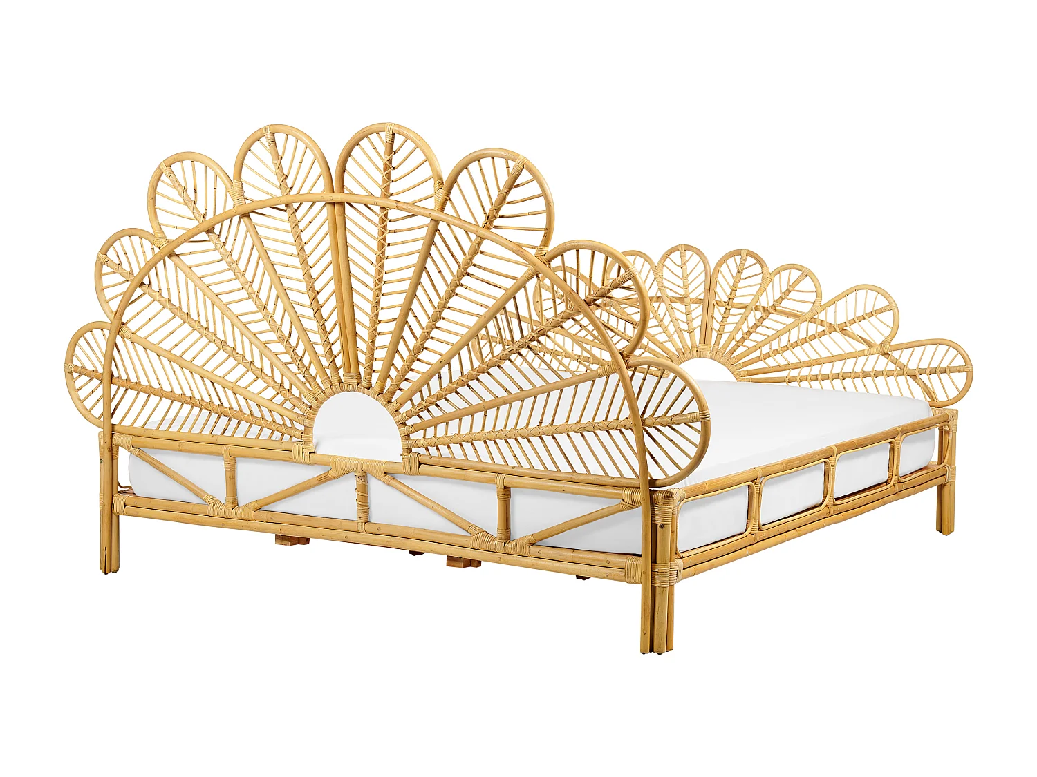 Lit avec sommier Rotin FLORENTINE 180 x 200 cm Marron clair