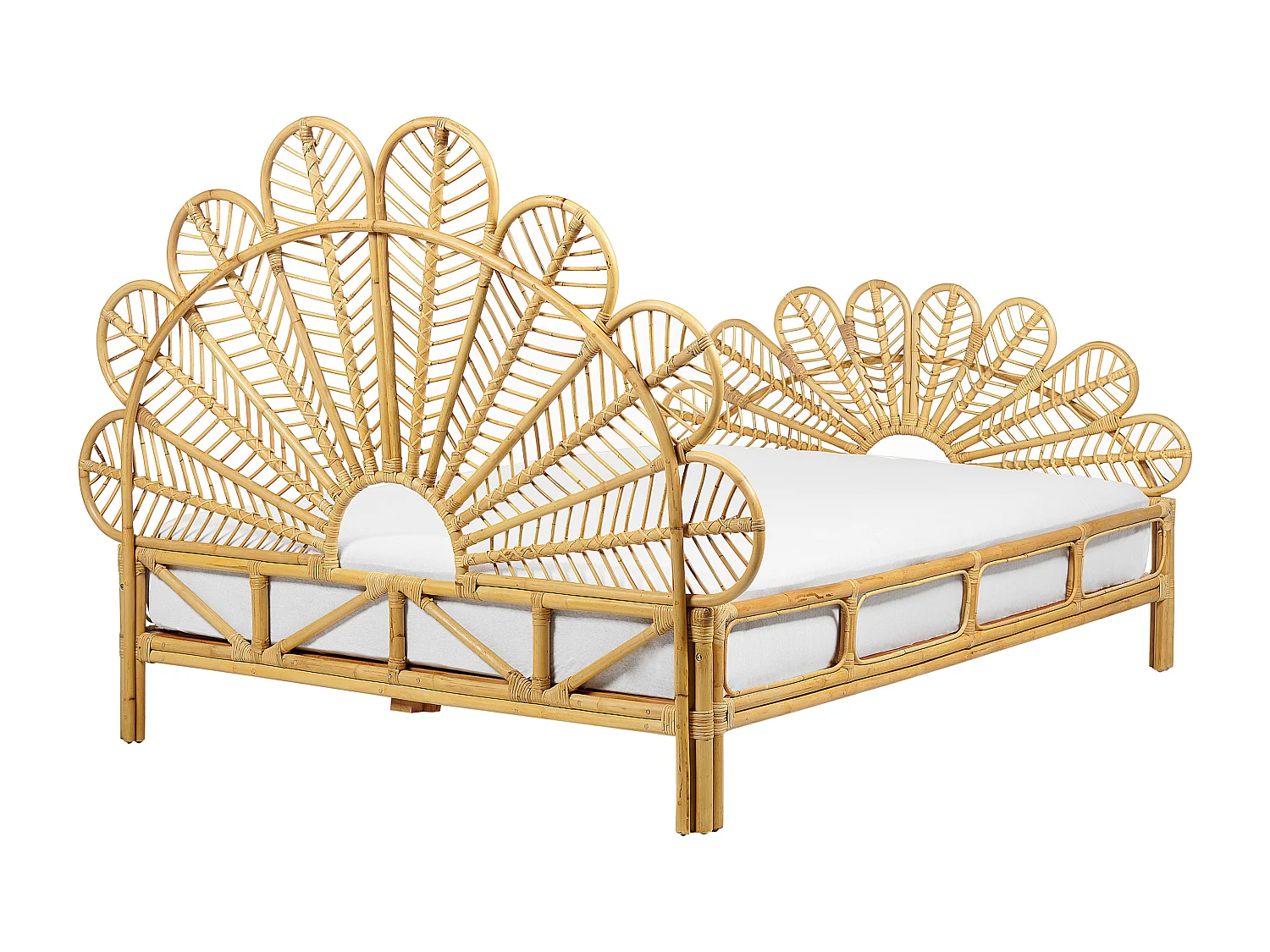 Lit avec sommier Rotin FLORENTINE 140 x 200 cm Marron clair