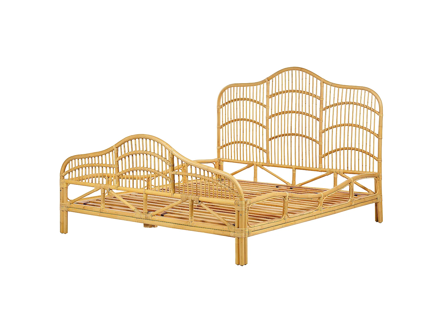 Letto Rattan DOMEYROT 160 x 200 cm Legno chiaro