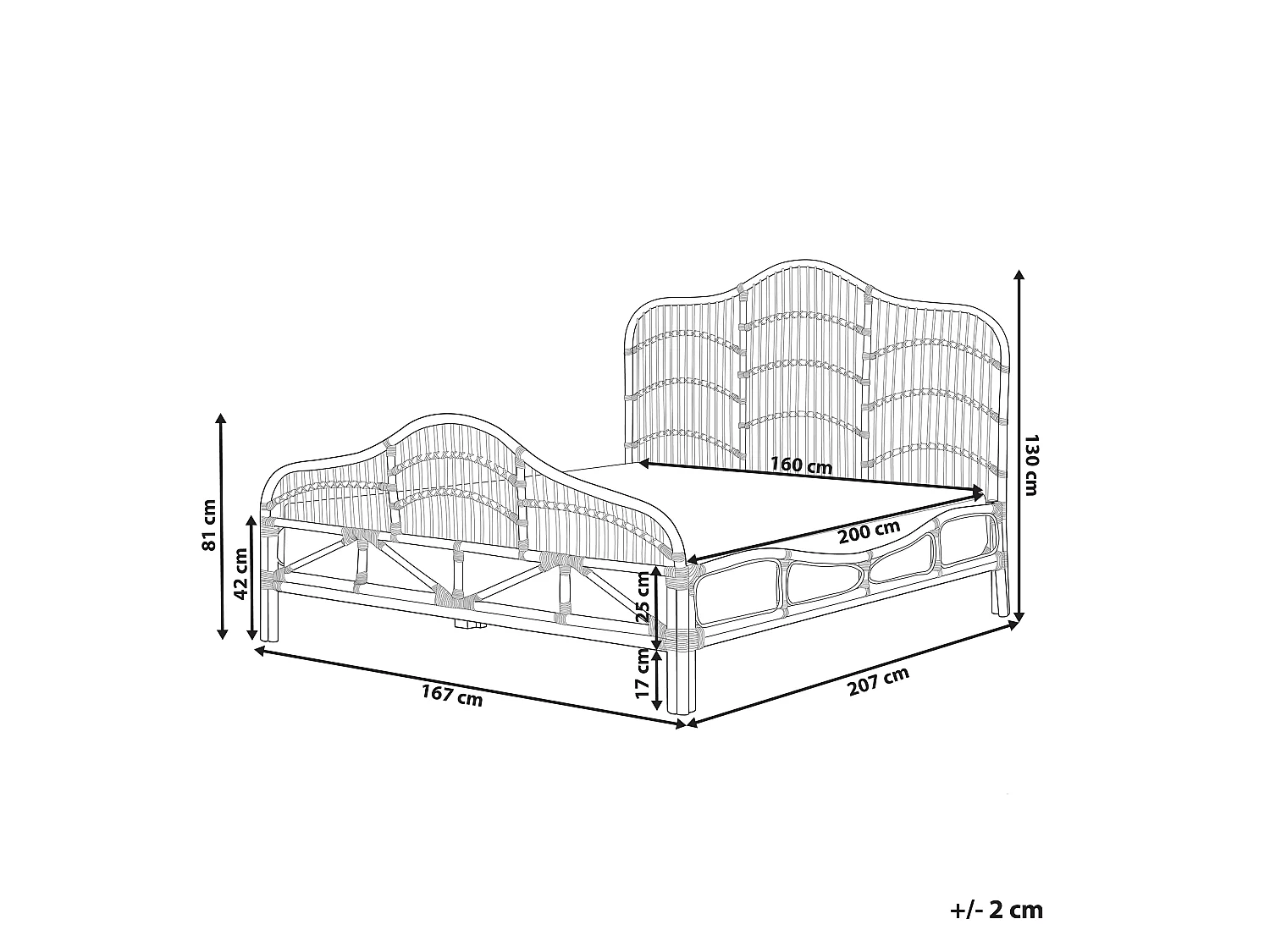 Letto Rattan DOMEYROT 160 x 200 cm Legno chiaro