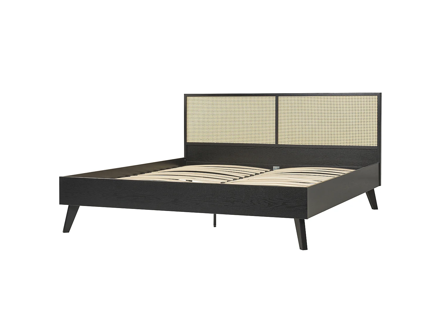 Letto Rattan MONPAZIER 180 x 200 cm Nero