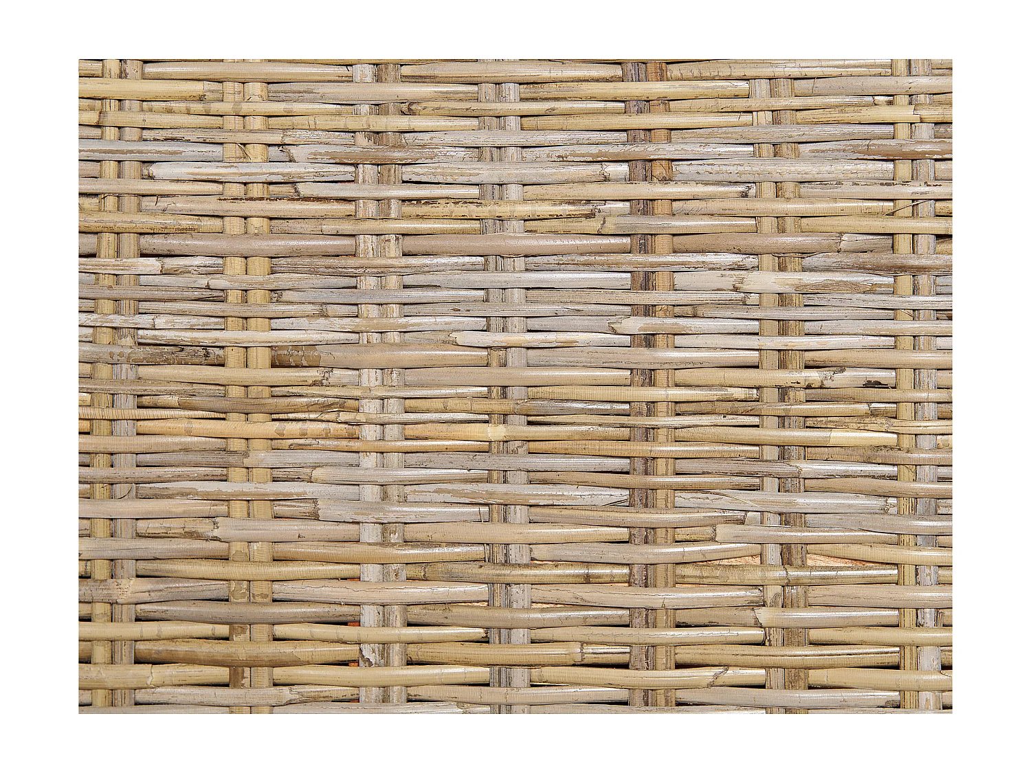 Bett Rattan natürlich mit Lattenrost 140 x 200 cm hohes Kopfteil Boho Salbris