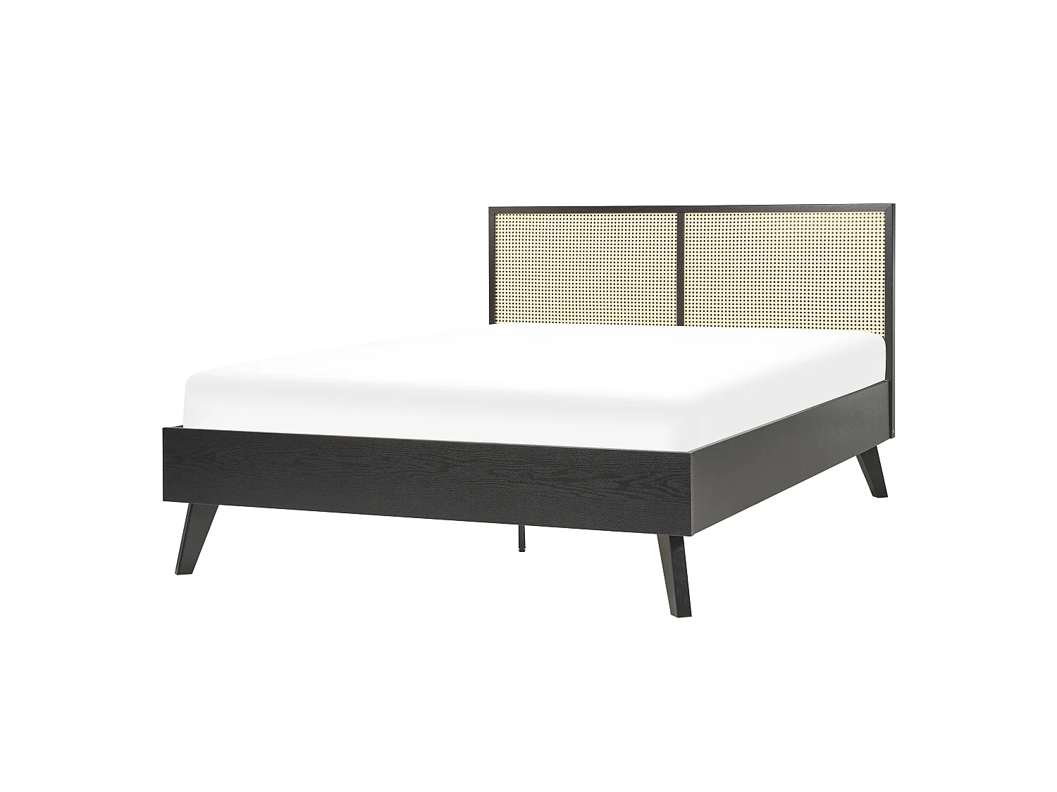 Bett mit Lattenrost Rattan MONPAZIER 140 x 200 cm Schwarz
