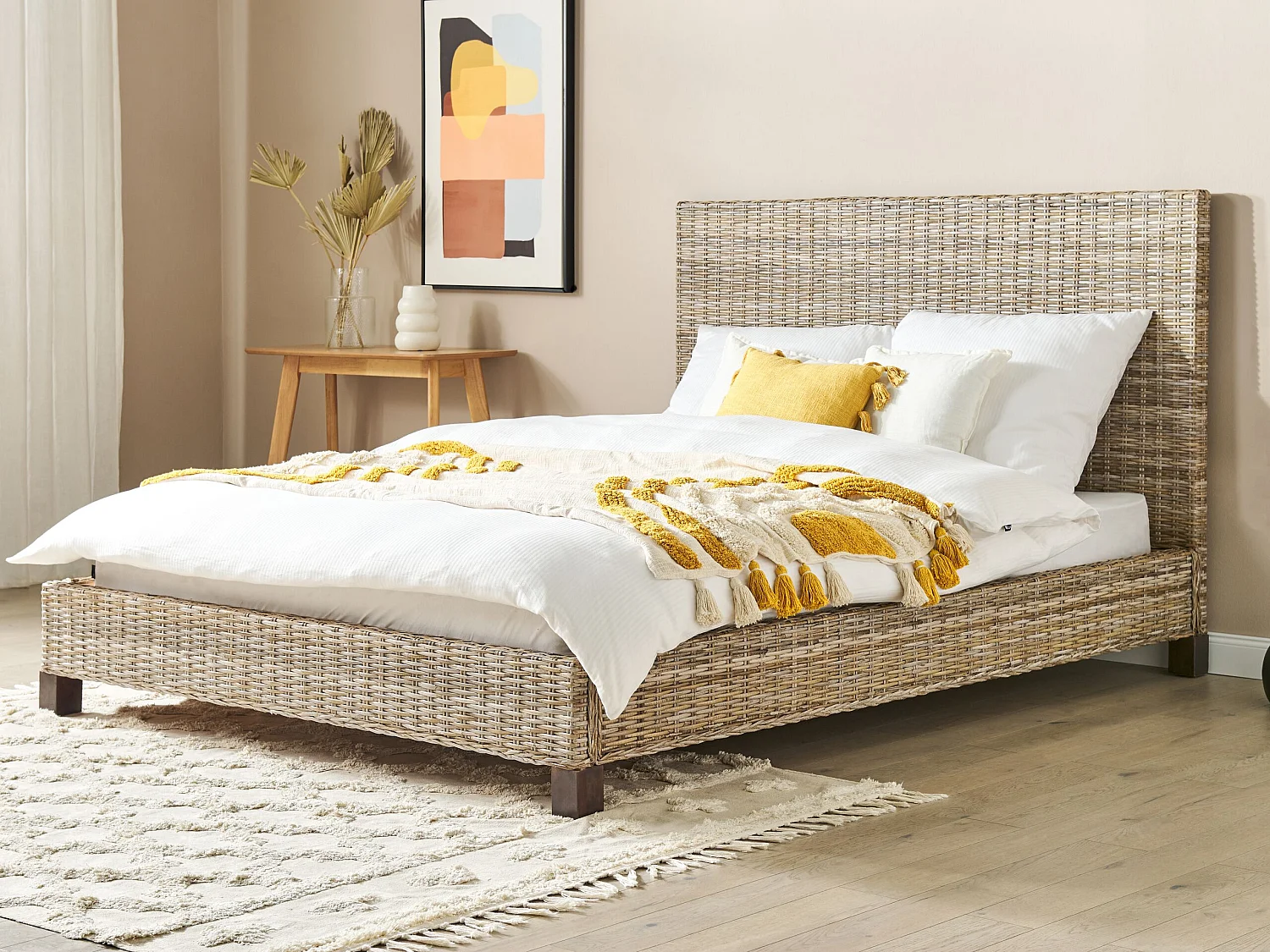 Letto Rattan SALBRIS 160 x 200 cm Naturale