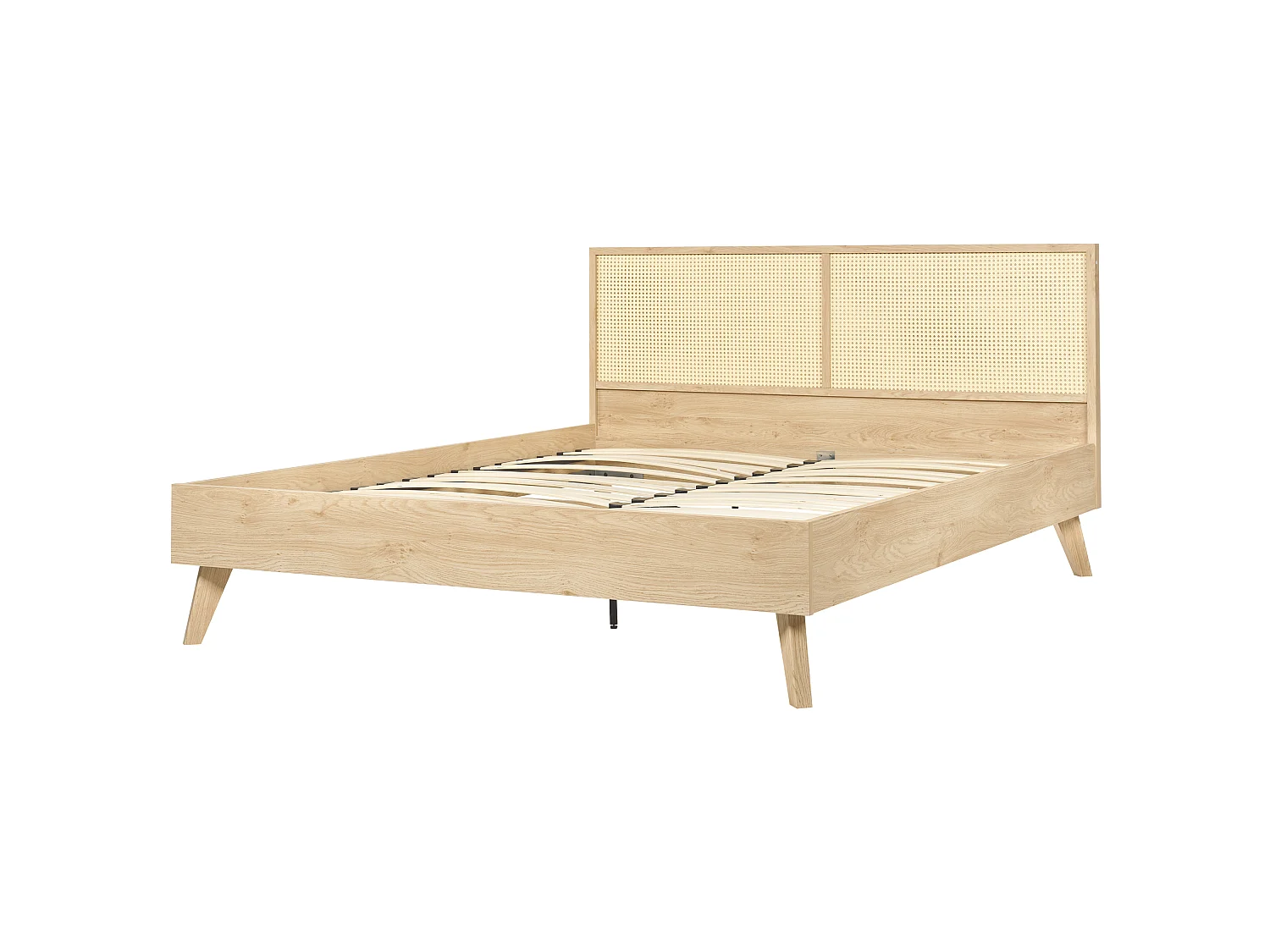 Lit avec sommier Rotin MONPAZIER 160 x 200 cm Marron clair