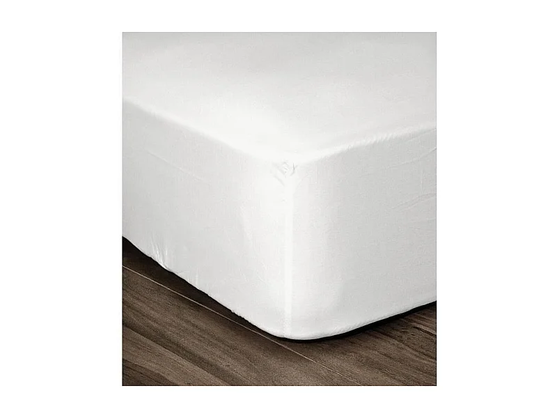 Drap Housse 100% coton 160 x 200 x 30 cm blanc