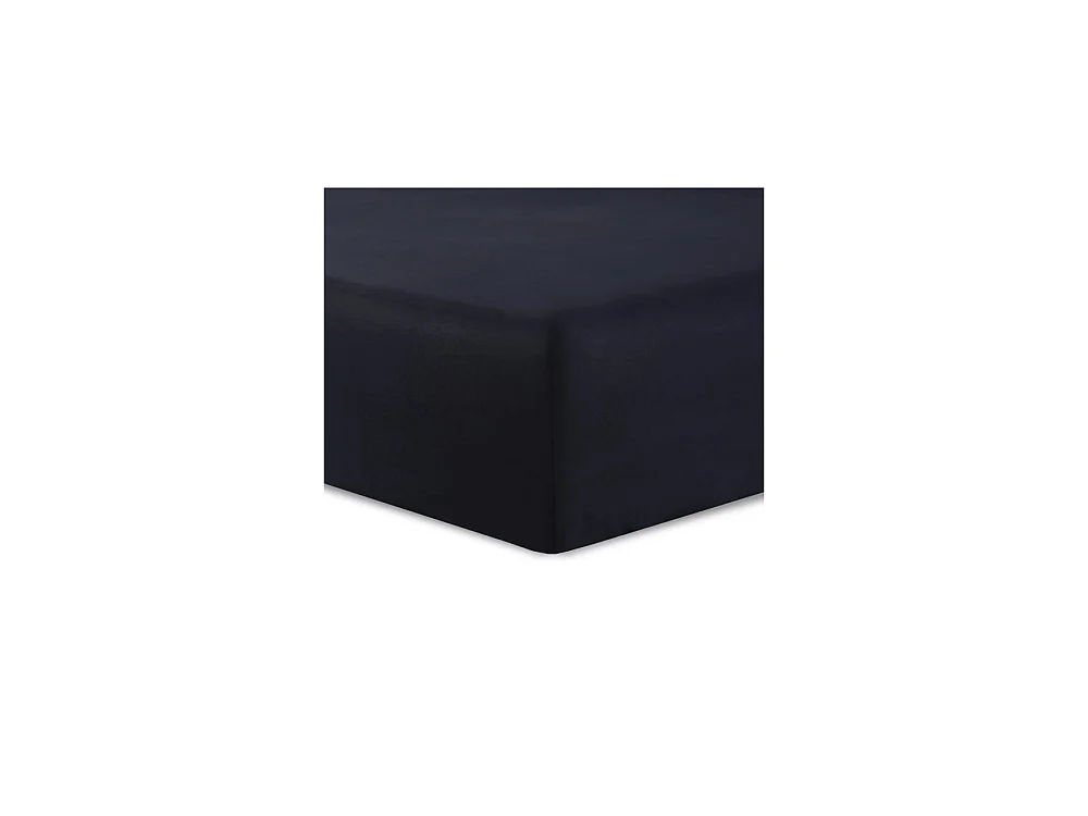 Drap Housse 140x190cm NOIR VISION en Coton 100% - Tissage Serré 57 fils/cm²