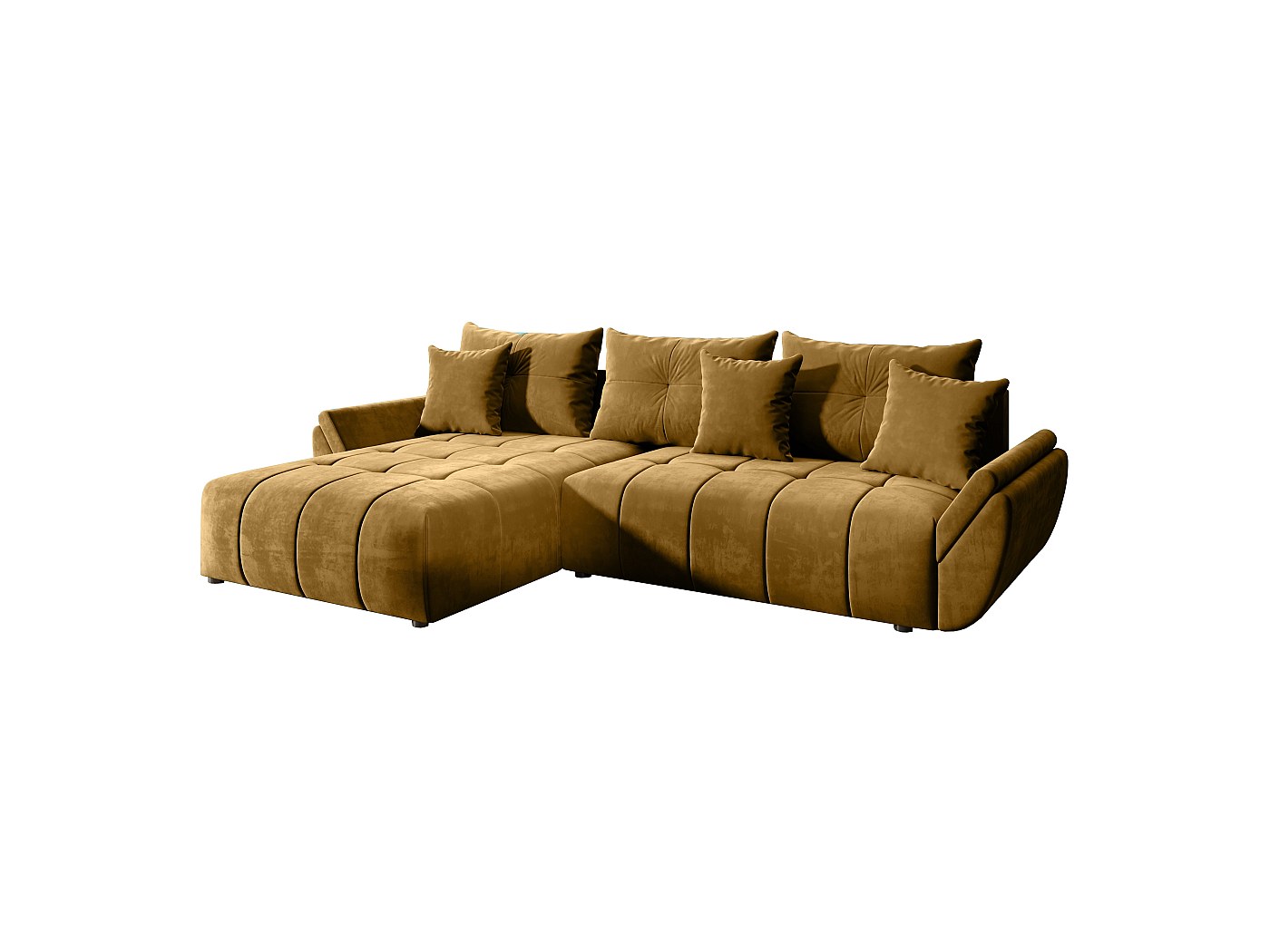 Ecksofa CALVANI mit Schlaffunktion und Kissen Couch Sofa LForm MH48 Gelb