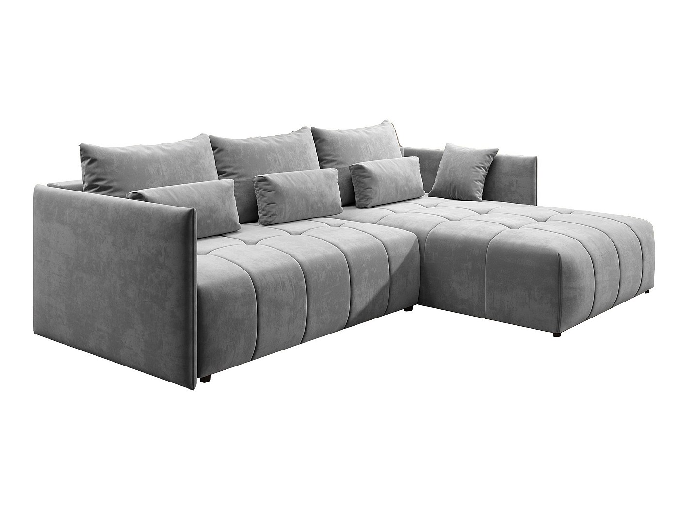 Ecksofa YALTA mit Schlaffunktion und Kissen Couch Sofa LForm MH85 Hellgrau