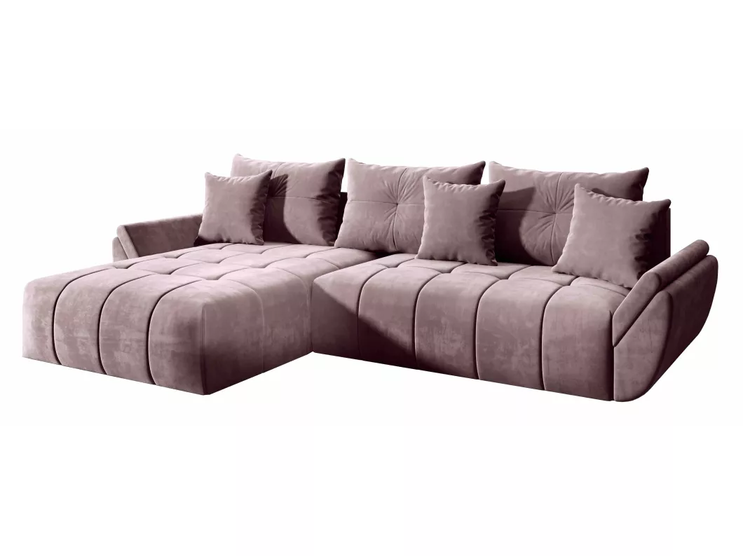 Kauf Unique Ecksofa CALVANI mit Schlaffunktion und Kissen - Couch Sofa L-Form MH62 - Lila