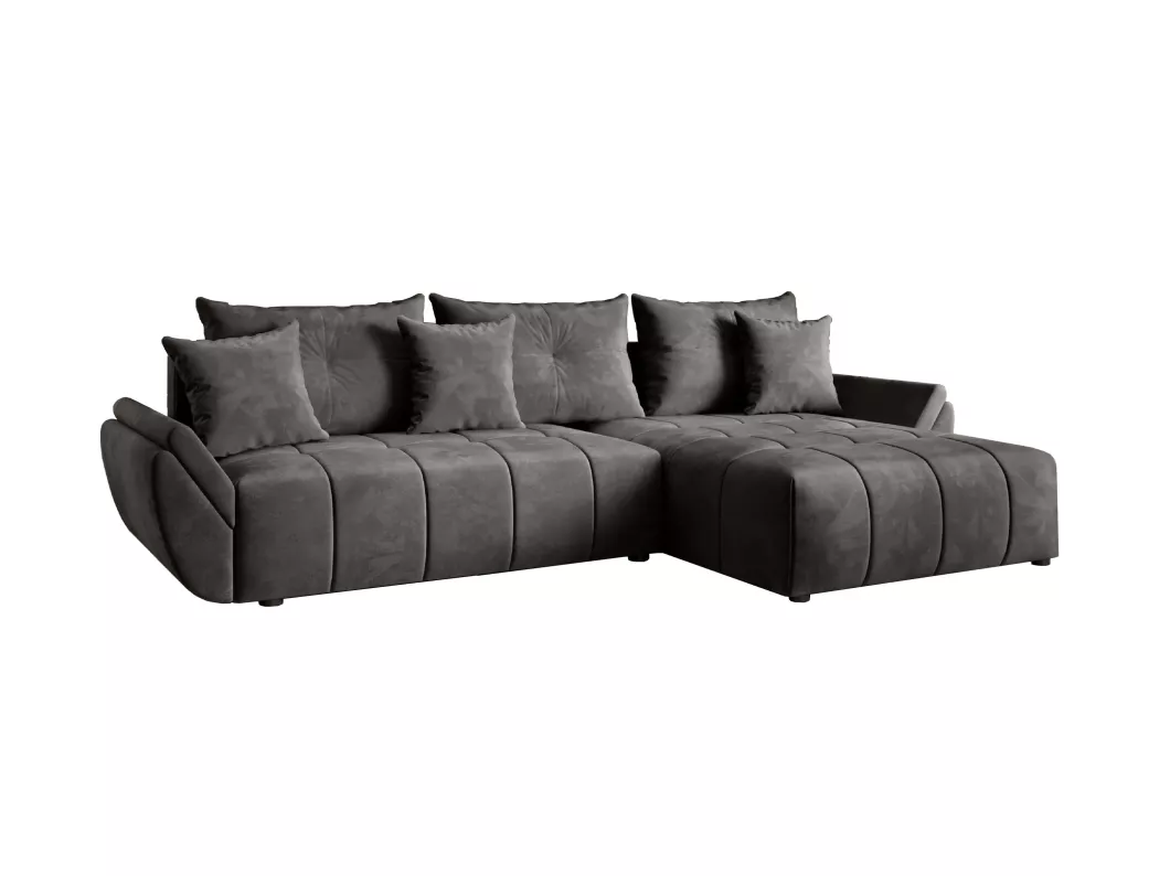 Kauf Unique Ecksofa CALVANI mit Schlaffunktion und Kissen - Couch Sofa L-Form EN 25 - Dunkelgrau