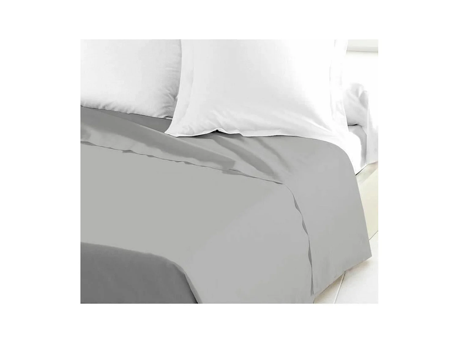 Drap Plat 100% coton 180 x 290 cm gris clair
