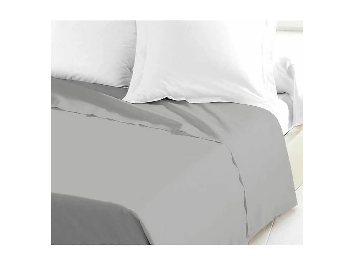 Drap Plat 100% coton 180 x 290 cm gris clair