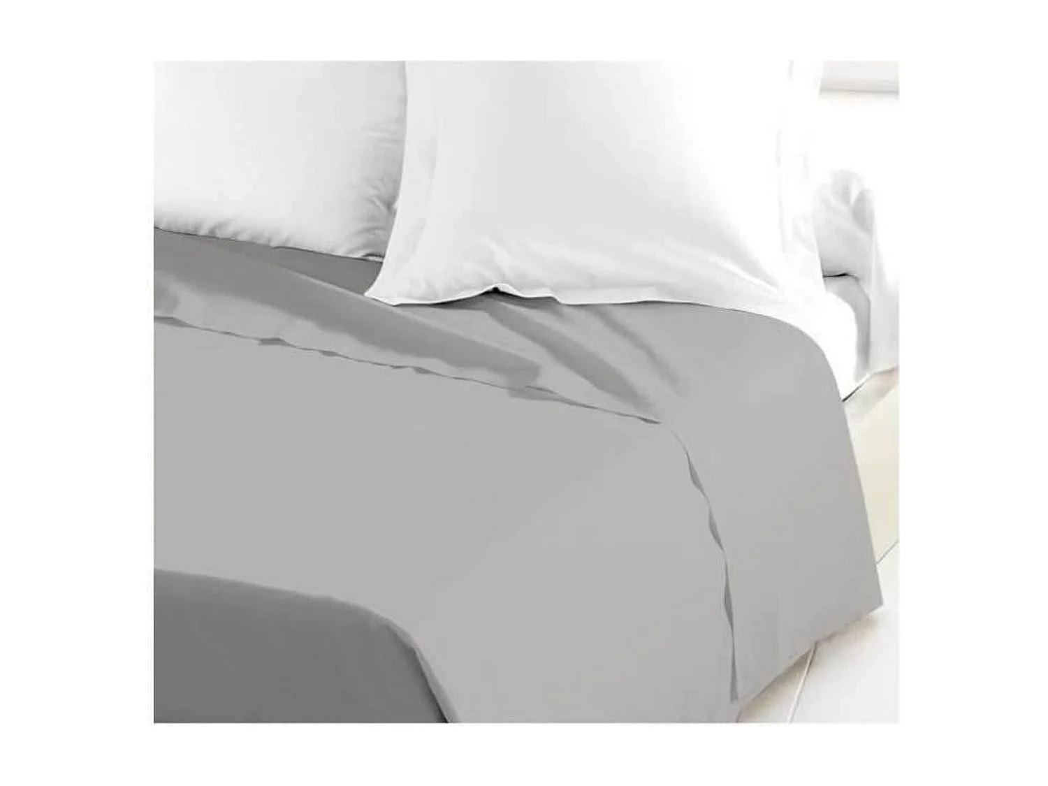 Drap Plat 100% coton 180 x 290 cm gris clair