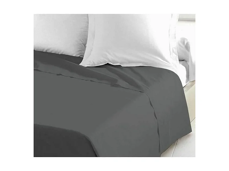 Lençol Plano 100% Algodão 180x290 cm Cinza Escuro OEKO-TEX