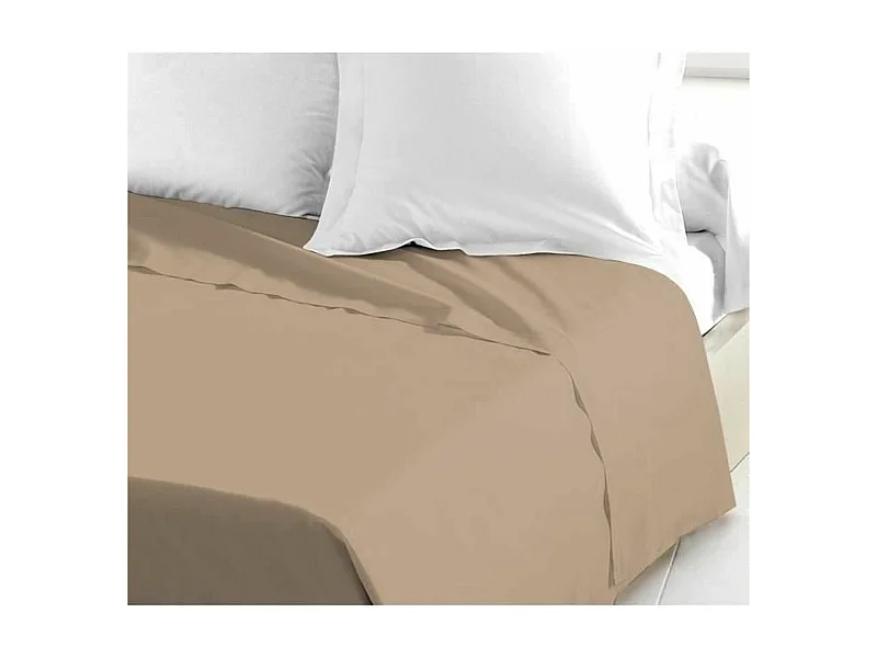 Flachbettlaken 100% Baumwolle 240x300 cm Beige OEKO-TEX Maschinenwaschbar