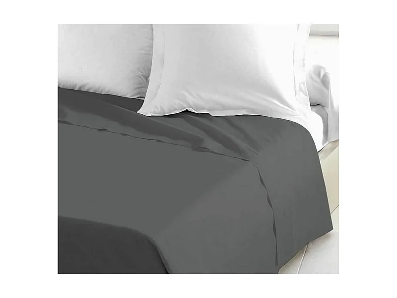 Drap Plat 100% coton 240 x 300 cm gris foncé