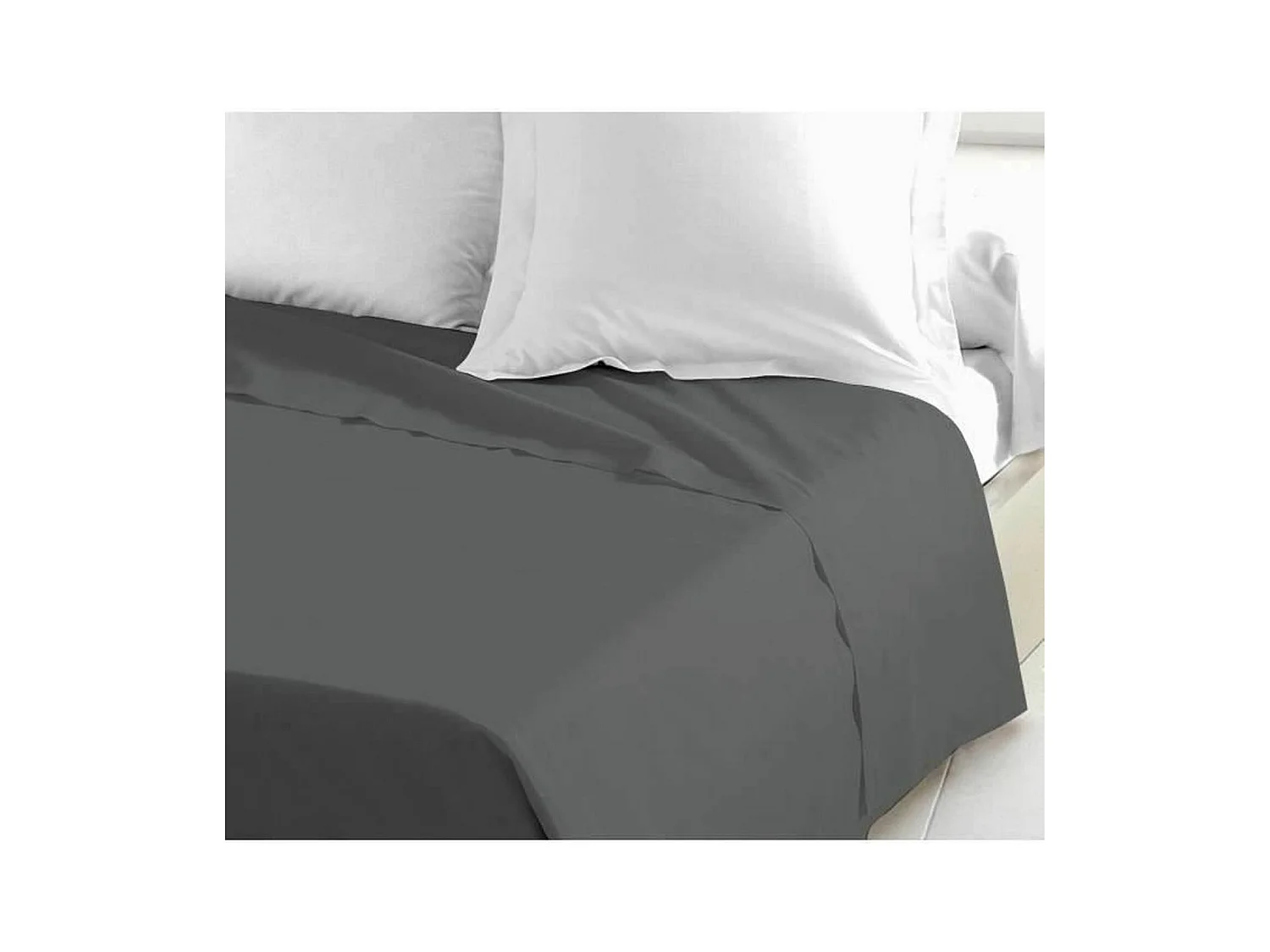 Drap Plat 100% coton 240 x 300 cm gris foncé