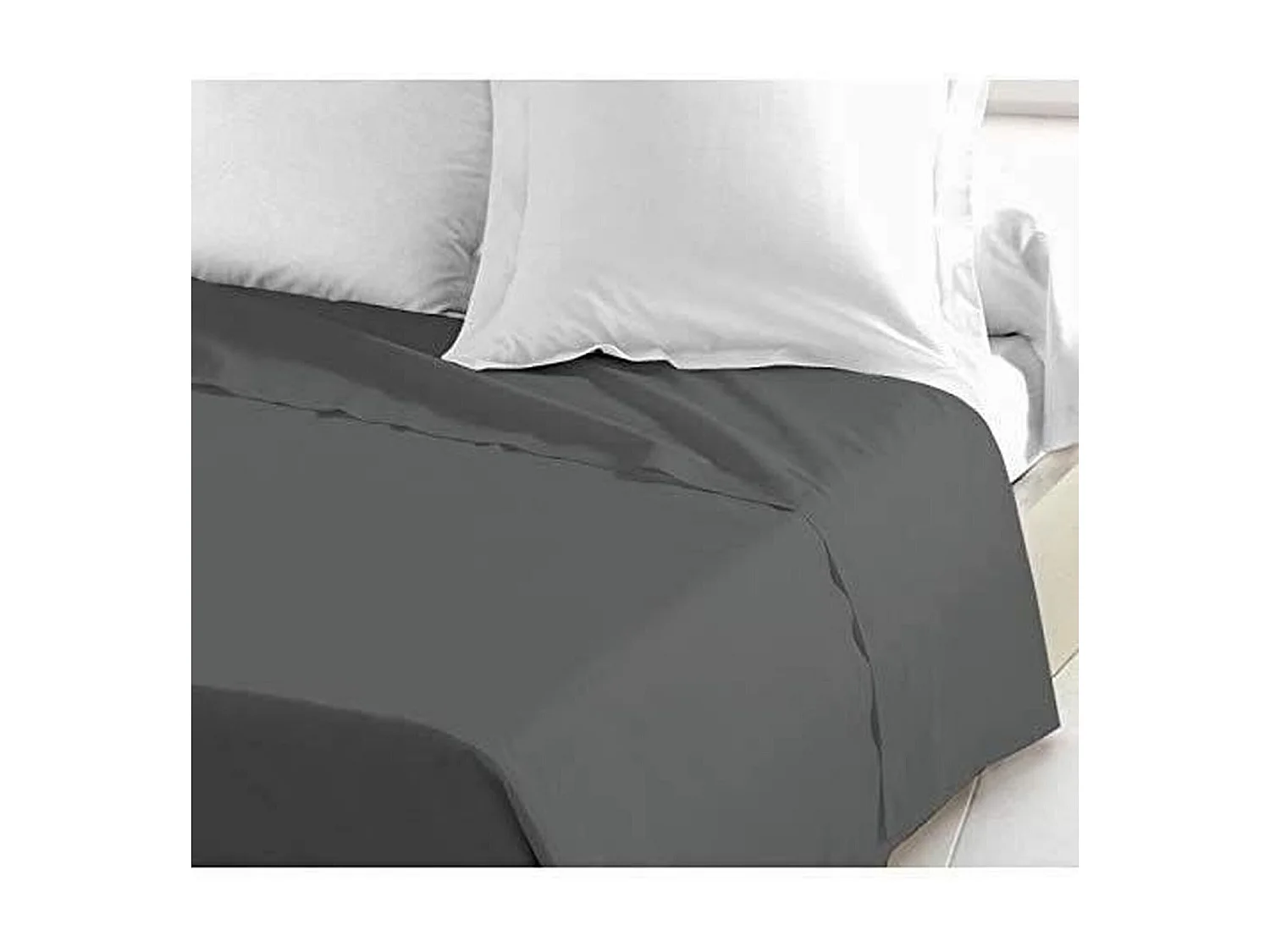 Drap Plat 100% coton 240 x 300 cm gris foncé