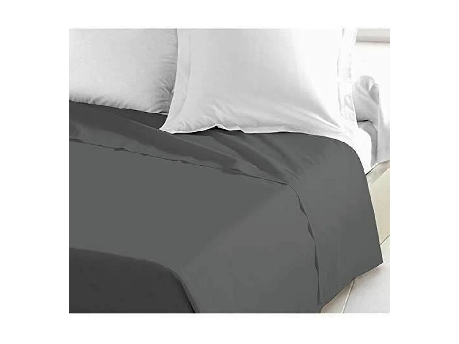 Drap Plat 100% coton 240 x 300 cm gris foncé