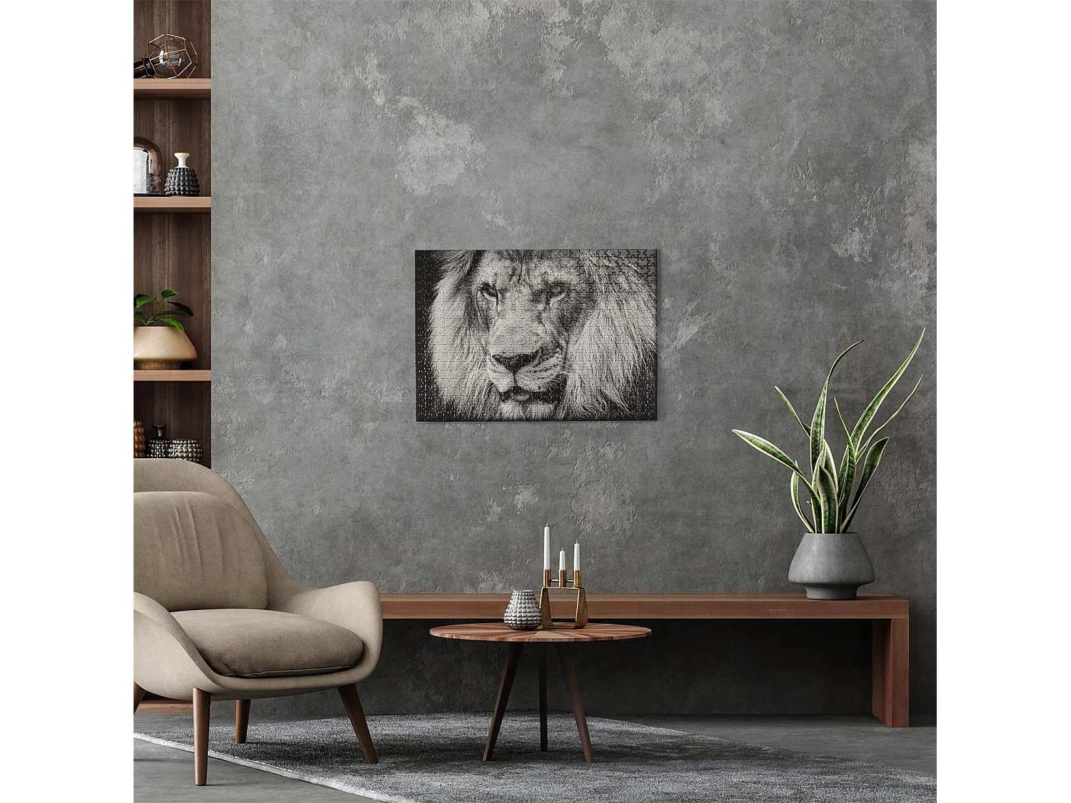 Puzzle Lion "500 Pièces" 35x48cm Noir & Blanc