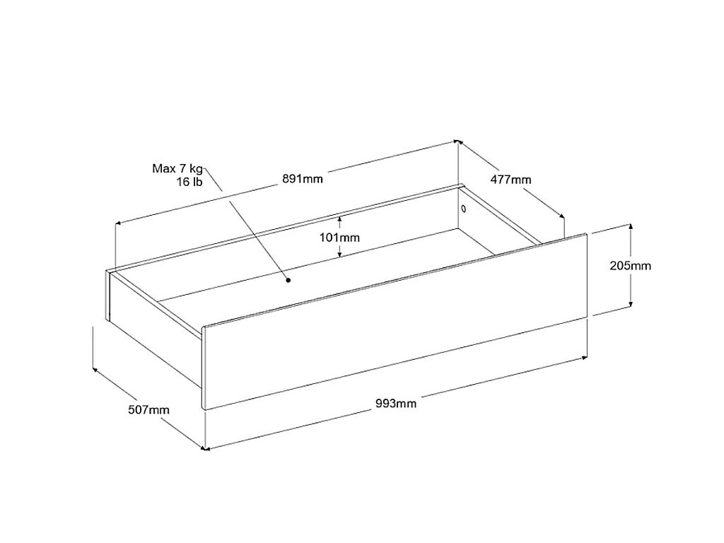 Cama 140 x 190 cm con compartimentos - Color: natural + Somier - TENALIA