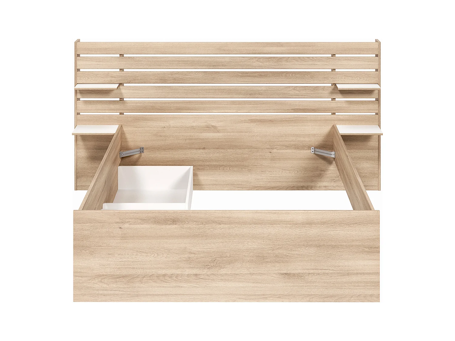 Cama 140 x 190 cm con compartimentos - Color: natural + Somier - TENALIA