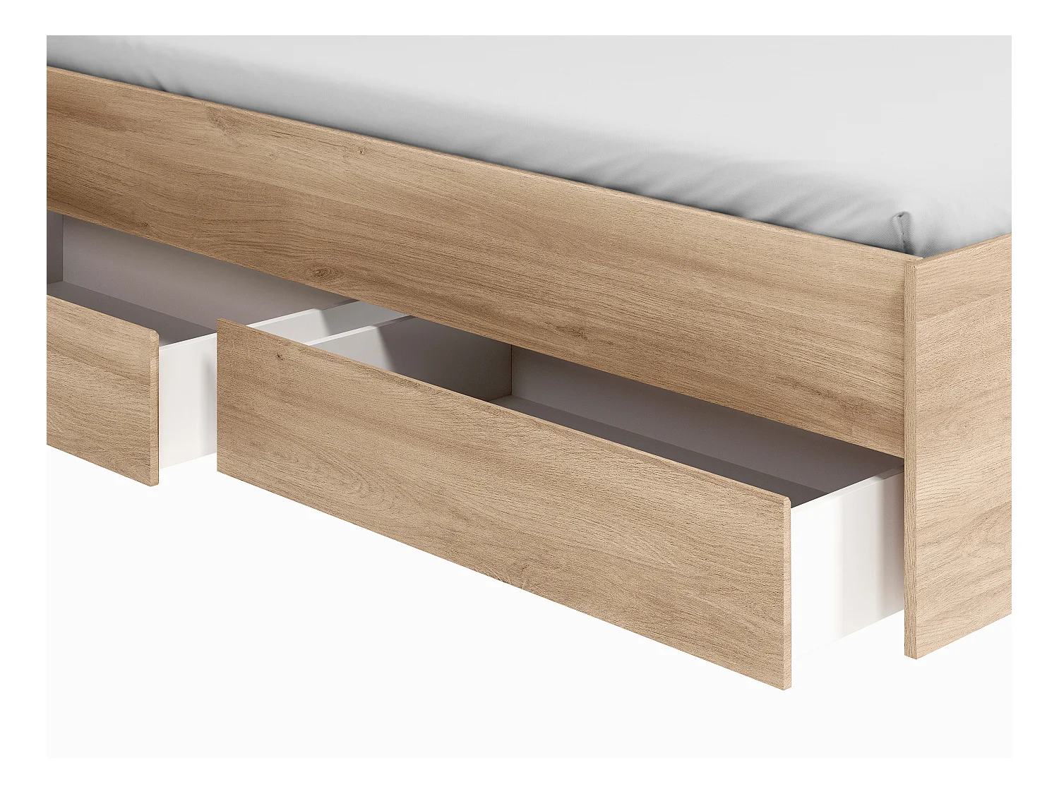Cama 140 x 190 cm con compartimentos - Color: natural + Somier - TENALIA