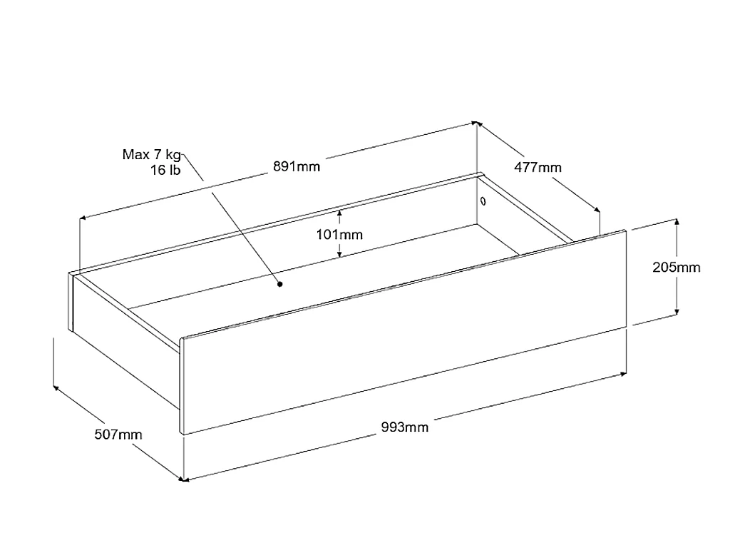 Cama 140 x 190/200 cm com espaços de arrumação cor natural + sommier - TENALIA II