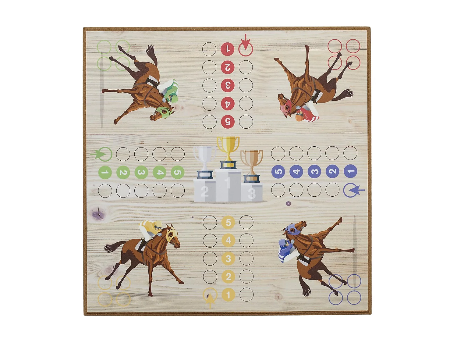 9jeu Des Petits Chevaux En Bois Rouge, Bleu, Vert, Jaune