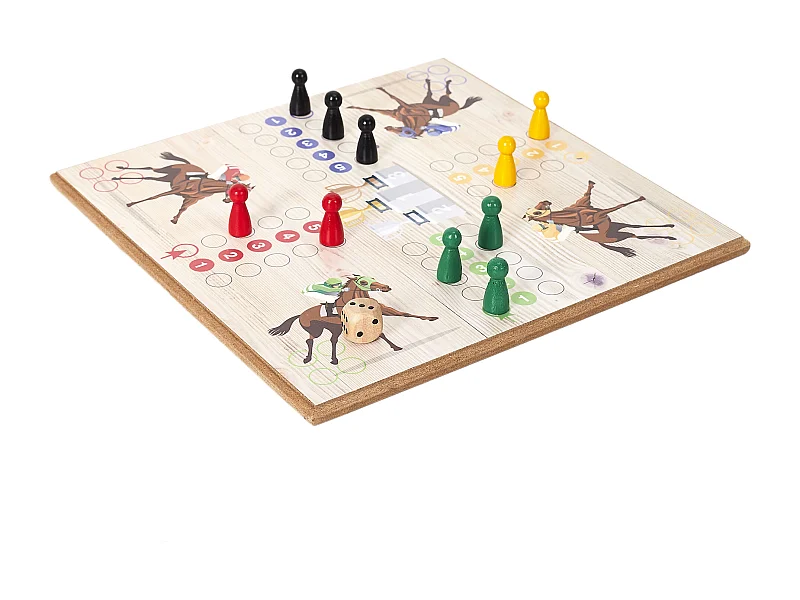 9jeu Des Petits Chevaux En Bois Rouge, Bleu, Vert, Jaune