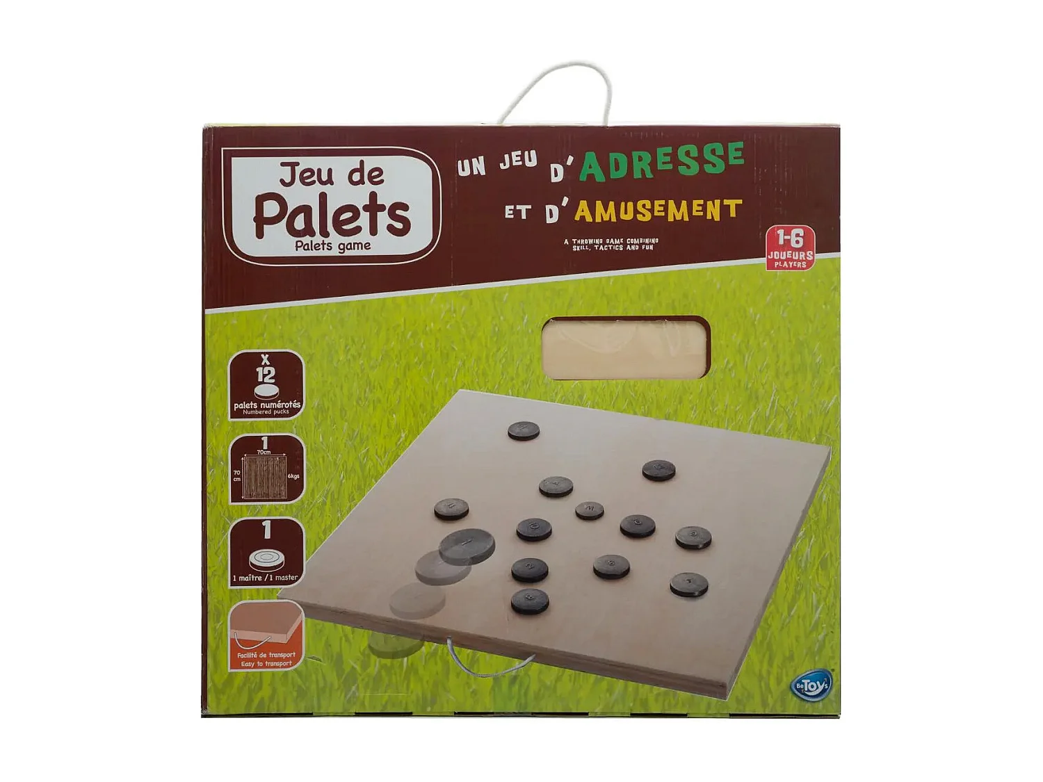 Jeu de Palets en Bois 70x70cm Beige