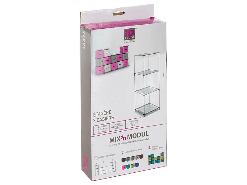 Étagère 3 Casiers "Mix N Modul" 34cm Noir