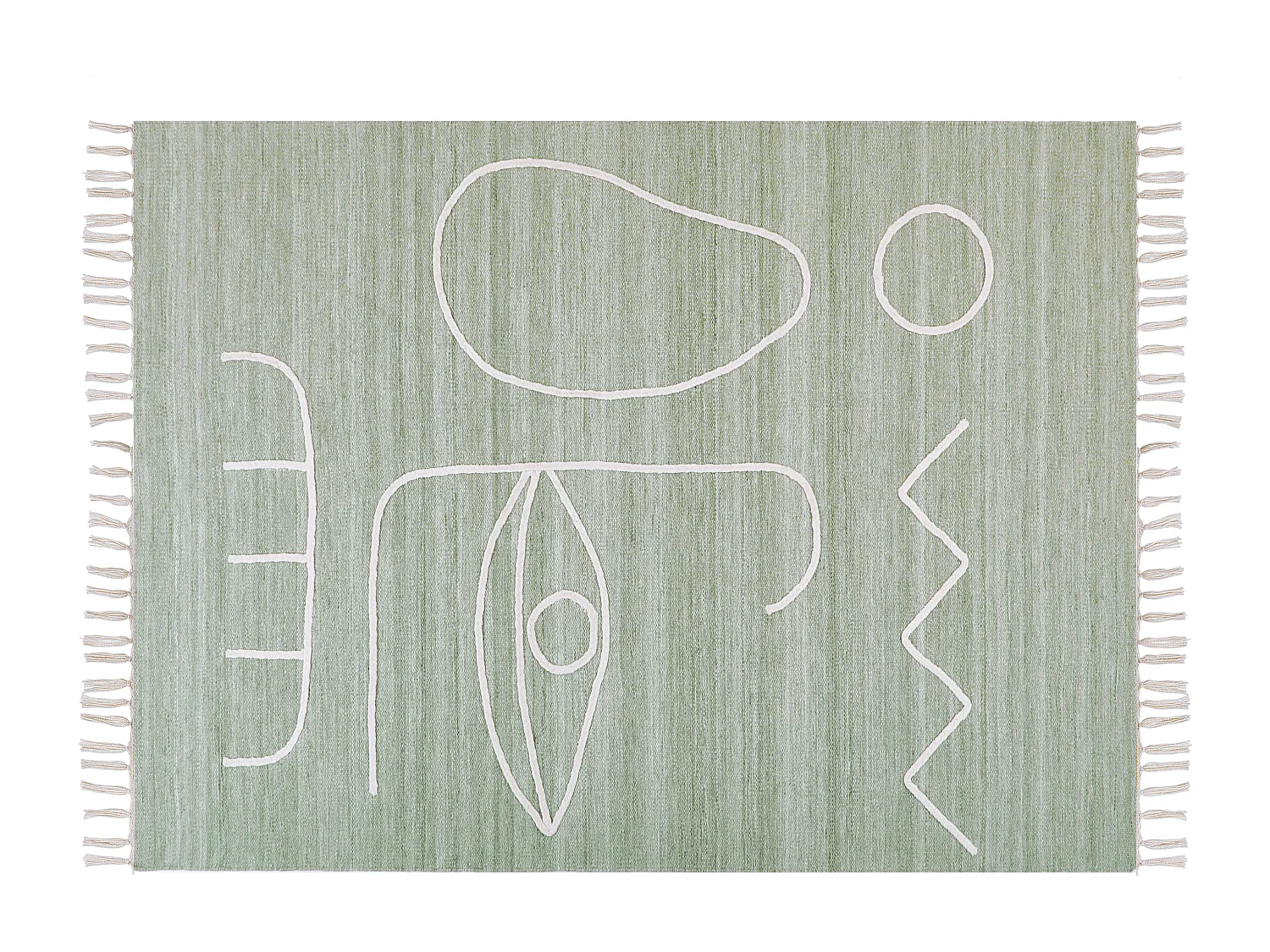 Teppich grün mit Fransen abstraktes Muster 140x200 cm Indoor & Outdoor Boho Yavu