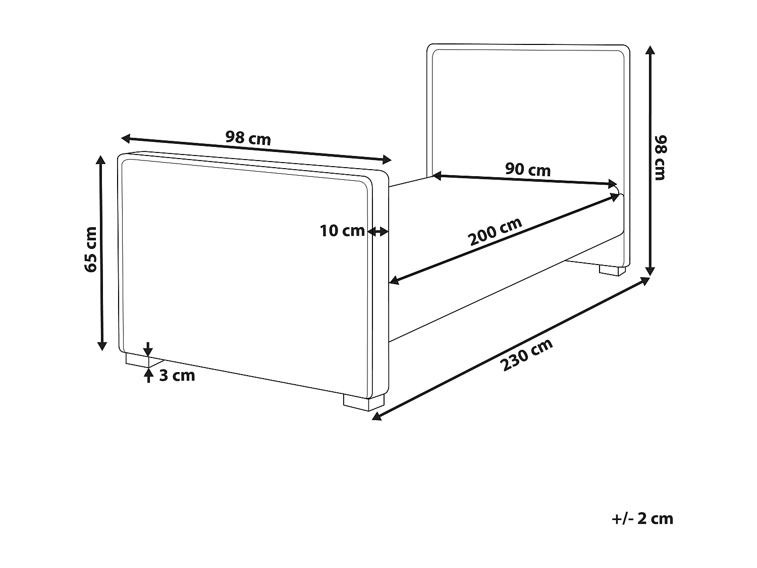 Cama de solteiro em veludo rosa 90 x 200 cm TEENIE