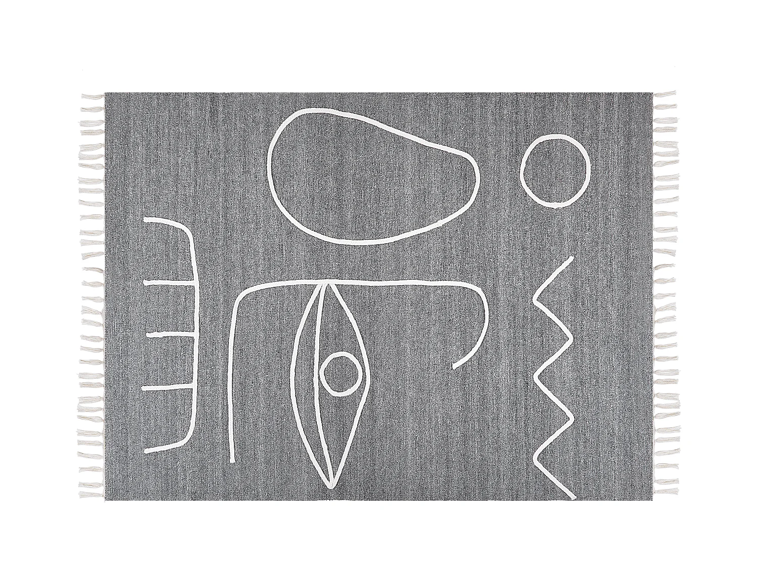 Teppich grau mit Fransen abstraktes Muster 140x200 cm Indoor & Outdoor Boho Yavu