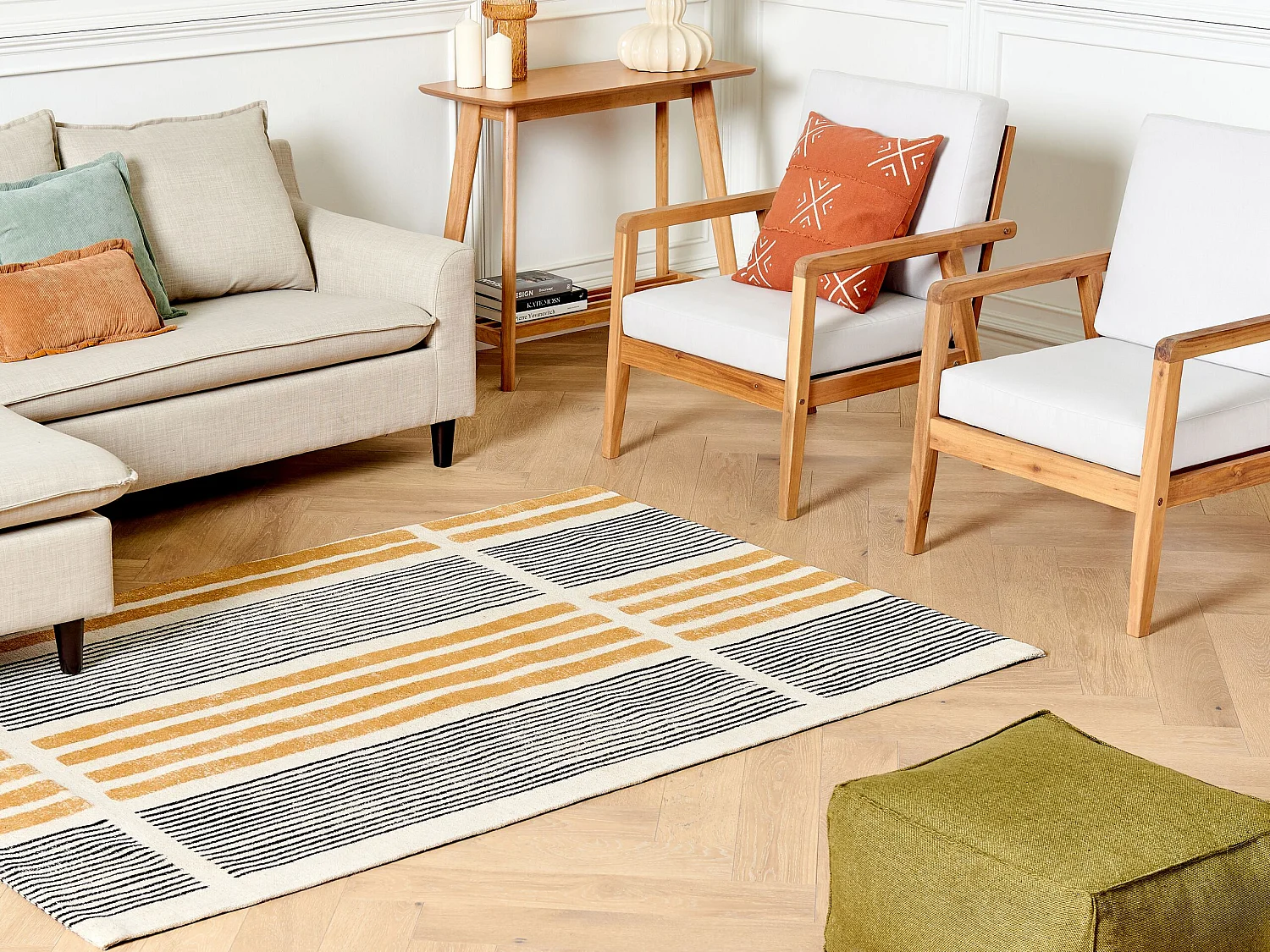 Vloerkleed katoen geel/zwart 140 x 200 cm KATRA