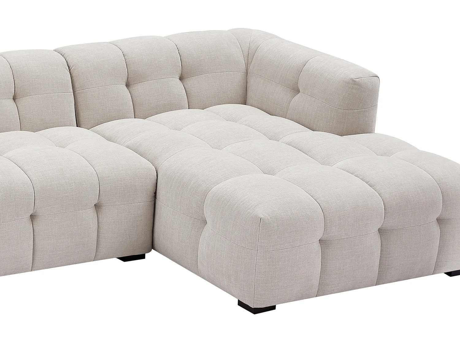 Hoekslaapbank met hoek rechts van gechineerde beige stof DILOME van Pascal Morabito