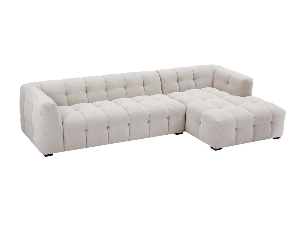 Sofá esquinero derecho de tela beige chenille DILOME de Pascal Morabito