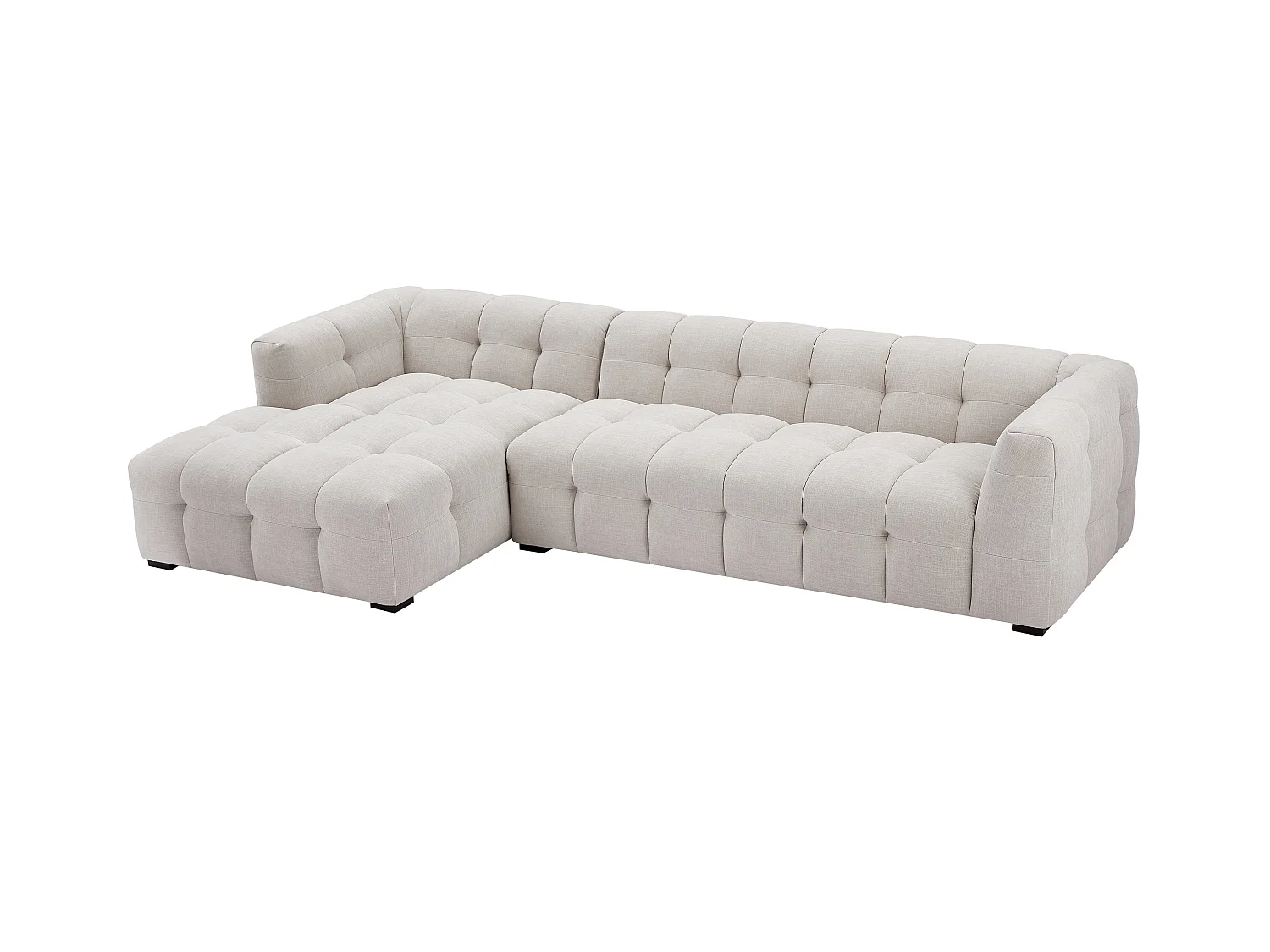 Sofá esquinero izquierdo de tela beige envejecida DILOME de Pascal Morabito