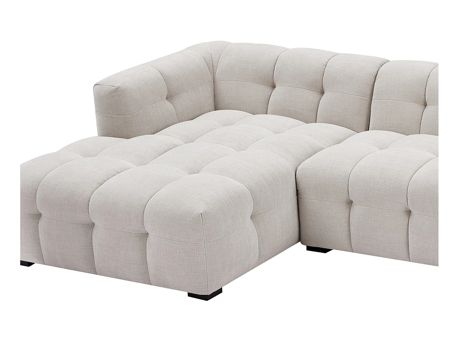 Sofá esquinero izquierdo de tela beige envejecida DILOME de Pascal Morabito