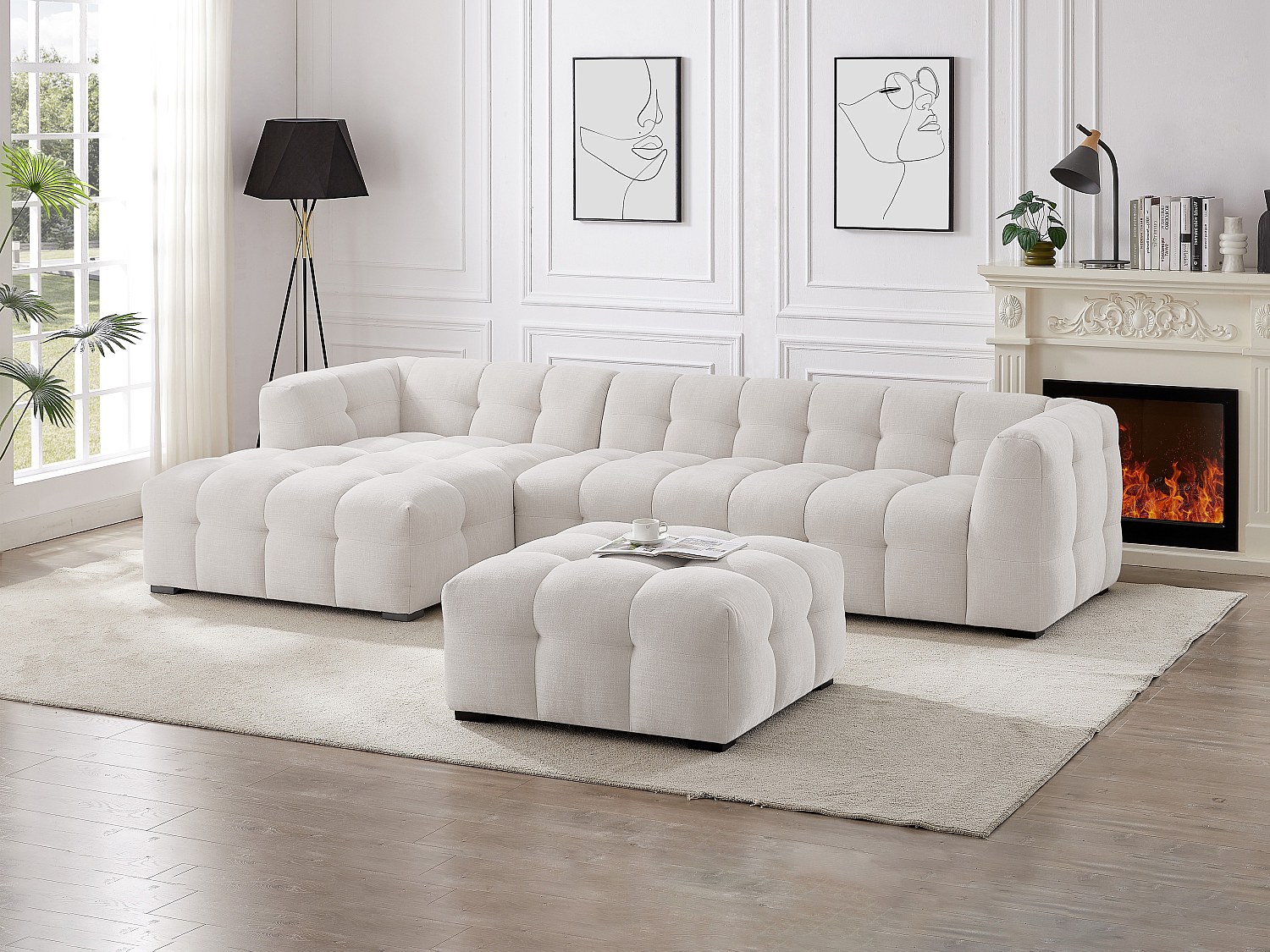 Vente-unique Ecksofa - Ecke Links - Melierter Stoff - Beige - Dilome Von Pascal Morabito